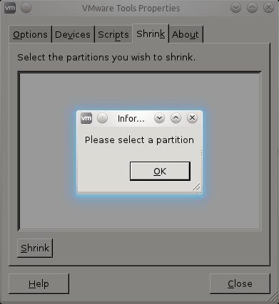 VMWARE SHRINK ERROR